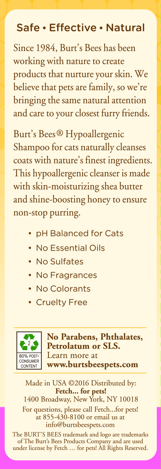 Burt's bees cat shampoo clearance
